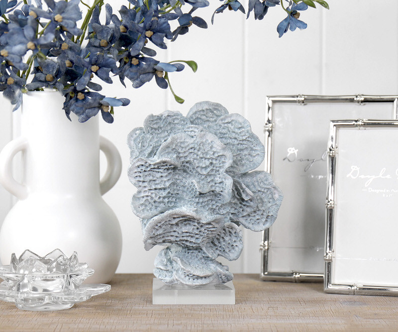 Seafoam Blue Fan Coral on Stand