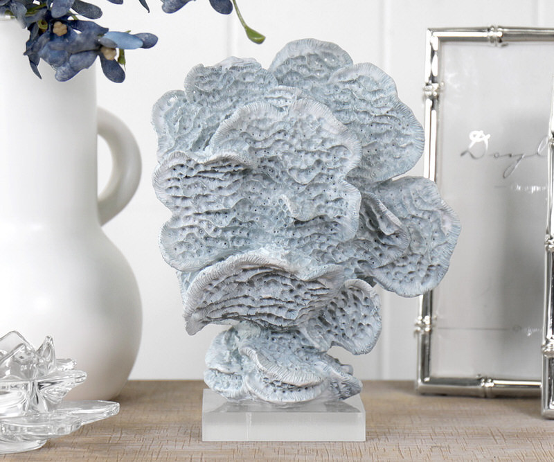 Seafoam Blue Fan Coral on Stand