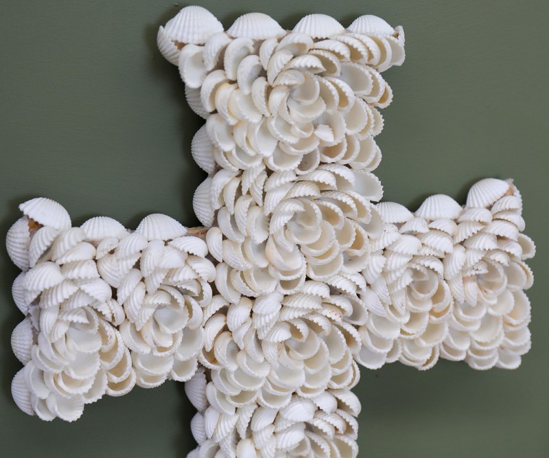 Frangipani Shell Cross Wall Hanging