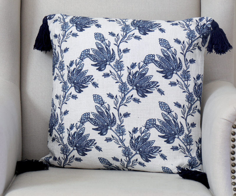 Madrigal Floral Blue & White Cushion