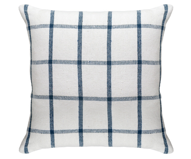 Provence Blue & White Check Cushion - Feather Insert