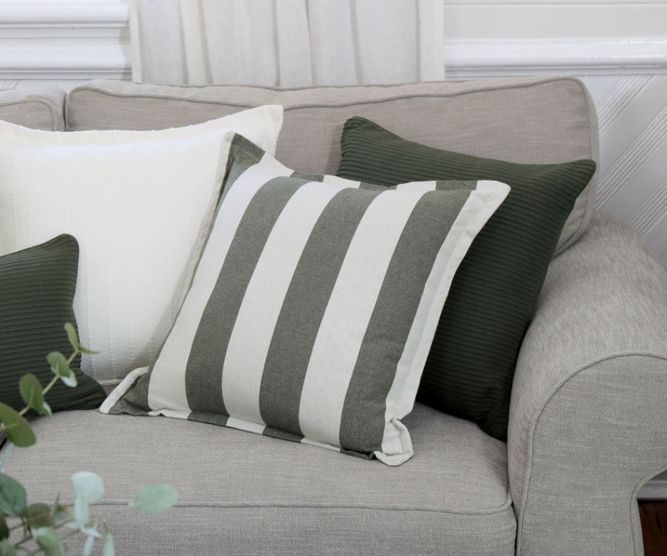 Eltham Olive Stripe Cushion