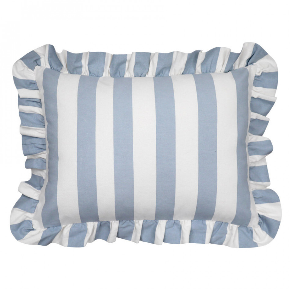 Lyla Sky Blue Stripe Ruffle Cushion