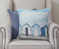 Brighton Beach Huts Cushion