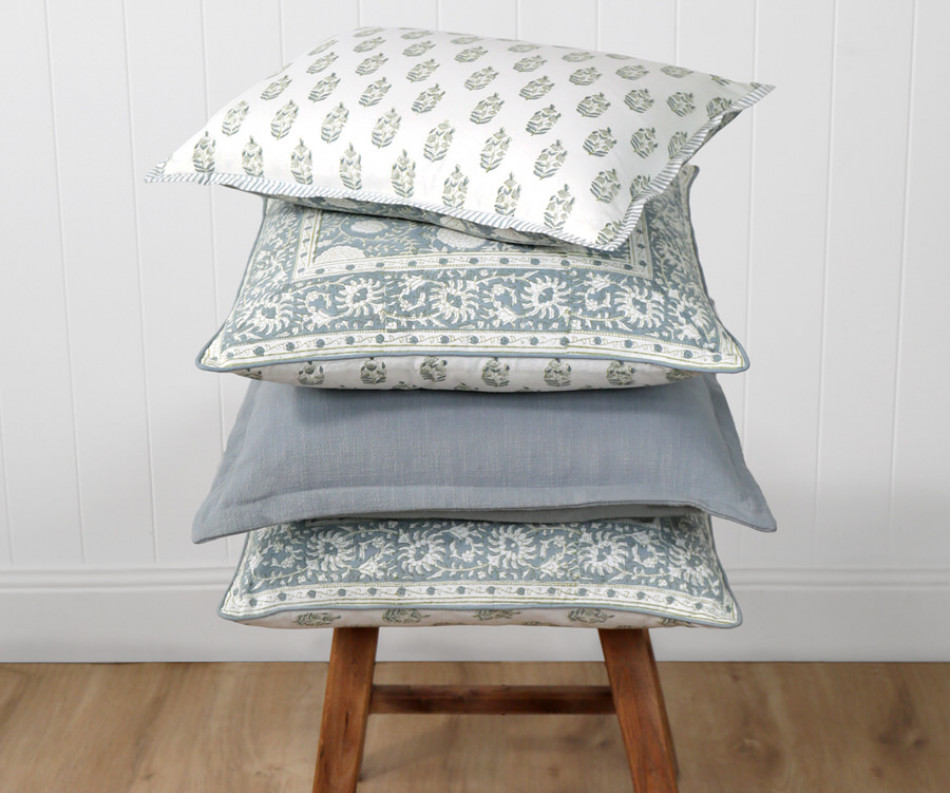 Samara Denim Blue Blockprint Cushion