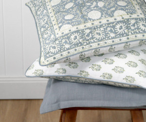 Samara Denim Blue Blockprint Cushion