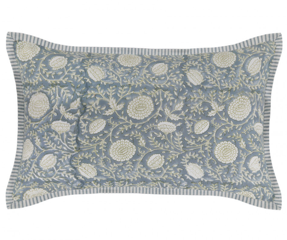 Lumbar Samara Denim Blue Blockprint Cushion
