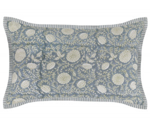 Lumbar Samara Denim Blue Blockprint Cushion