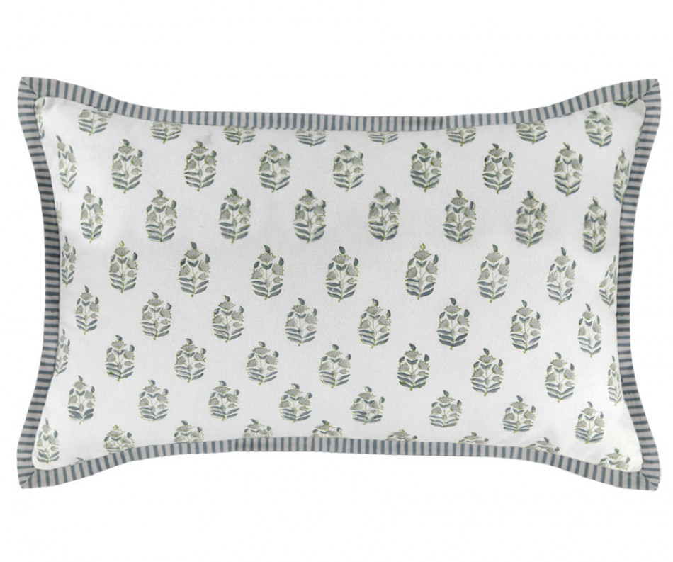 Lumbar Samara Denim Blue Blockprint Cushion