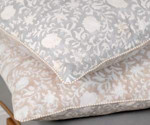 Shalimar Taupe Blockprint Cushion - Reversible