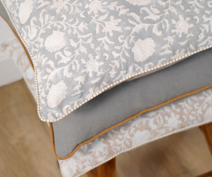 Shalimar Taupe Blockprint Cushion - Reversible