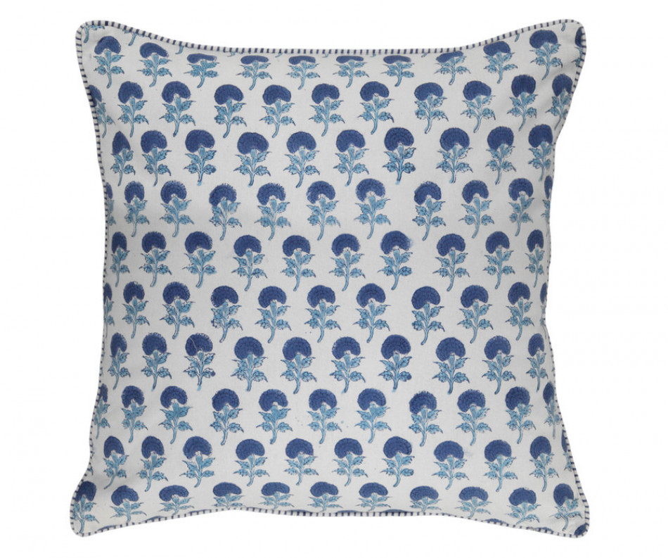 Aranya Blue Blockprint Cushion - Reversible