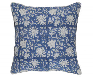 Aranya Blue Blockprint Cushion - Reversible