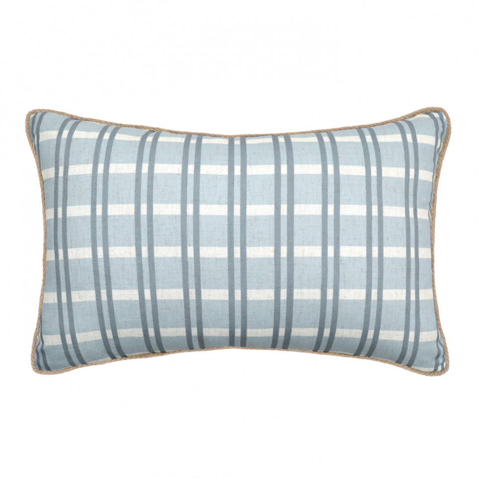 Lumbar Clovelly Blue Check Cushion, a decorative soft furnishing for a sofa, chair or bed