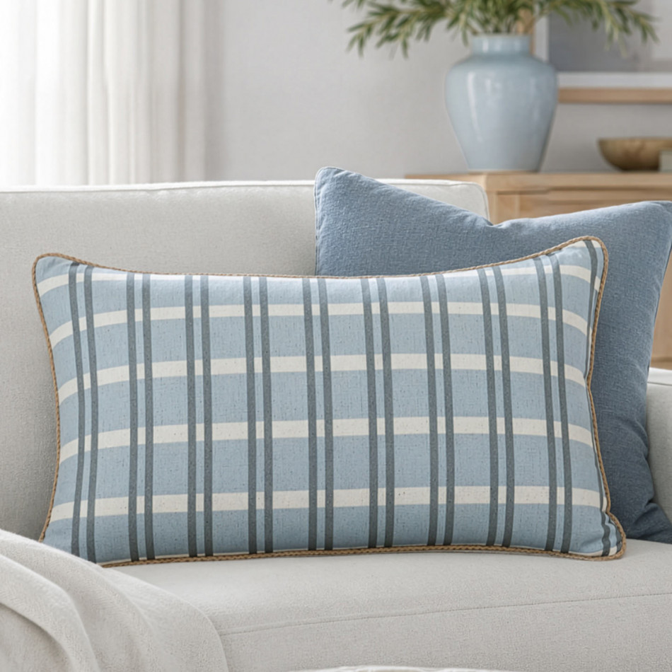 Lumbar Clovelly Blue Check Cushion