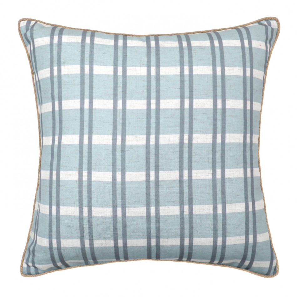 Clovelly Blue Check Cushion, a decorative soft furnishing for a sofa, chair or bed