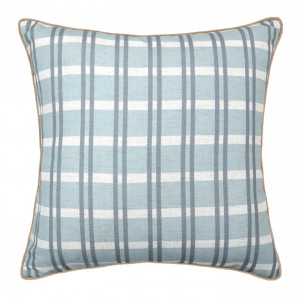 Clovelly Blue Check Cushion, a decorative soft furnishing for a sofa, chair or bed