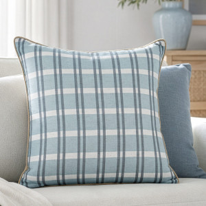Clovelly Blue Check Cushion