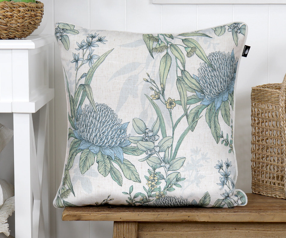 White Mirella Blue Waratahs Cushion 50cm