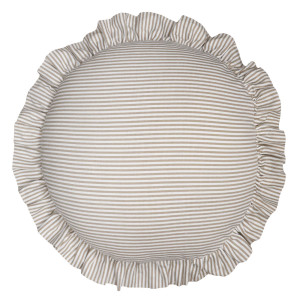 Round Bonnie Taupe & White Ruffle Cushion