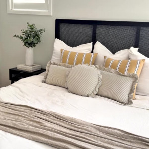 Round Bonnie Taupe & White Ruffle Cushion