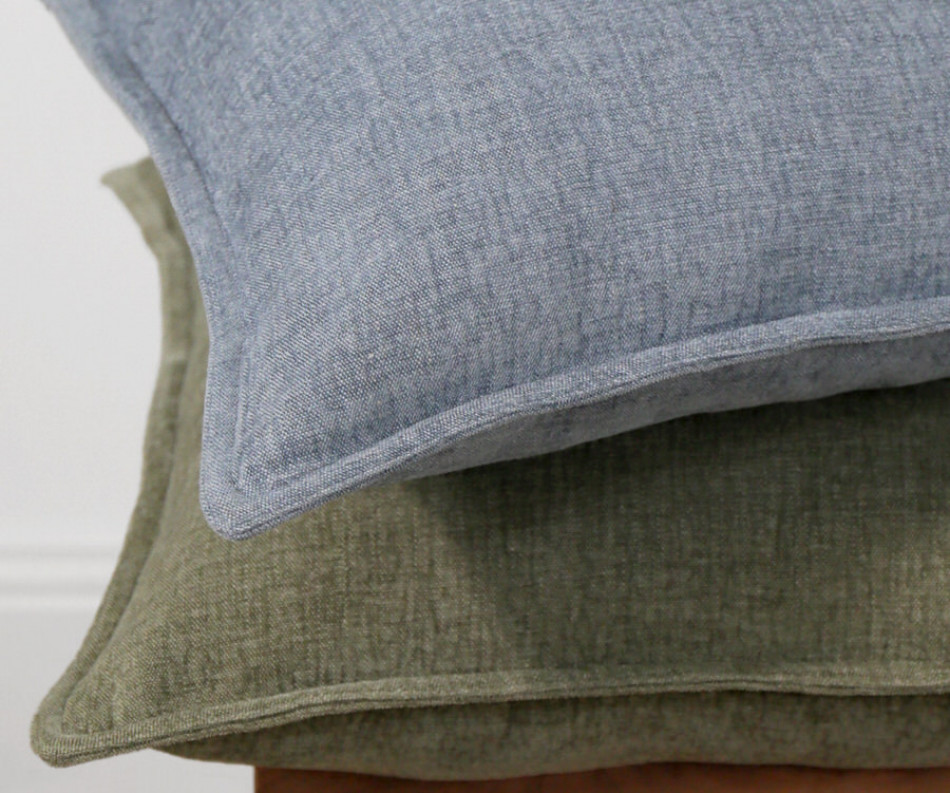 Hudson Chambray Lumbar Cushion - Denim Blue