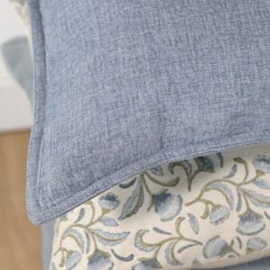Hudson Chambray Lumbar Cushion - Denim Blue, a decorative soft furnishing for a sofa, chair or bed
