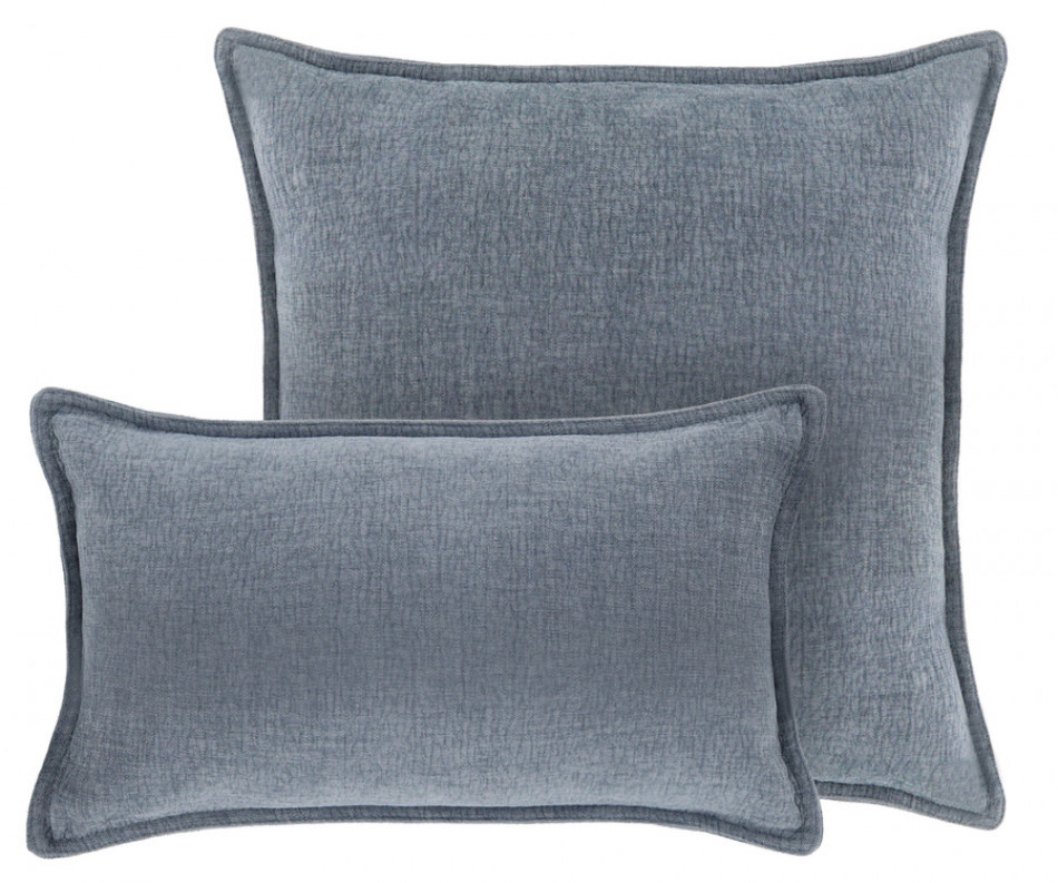 Hudson Chambray Lumbar Cushion - Denim Blue