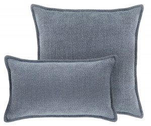 Hudson Chambray Lumbar Cushion - Denim Blue
