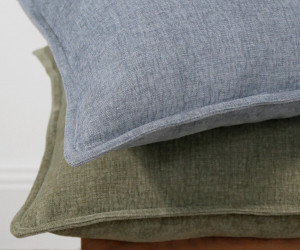 Hudson Chambray Lumbar Cushion - Moss Green