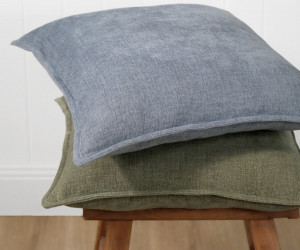 Hudson Chambray Cushion - Moss Green