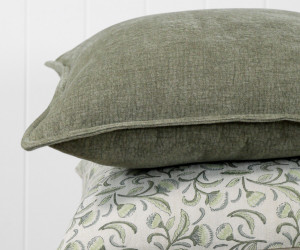 Hudson Chambray Cushion - Moss Green