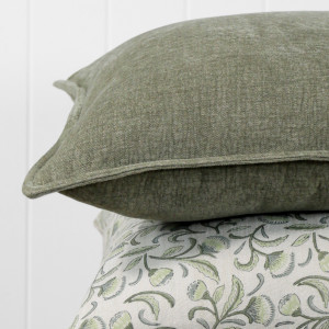 Hudson Chambray Cushion - Moss Green, a comfortable interior accessory designed to add colour and texture