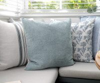 Skylar Denim Blue Chenille Cushion - Square