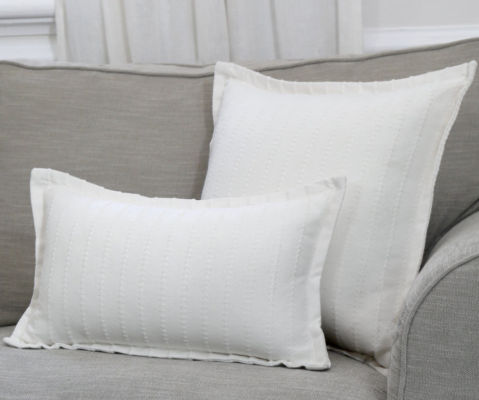 Novara White Ribbed Cushion 50cm