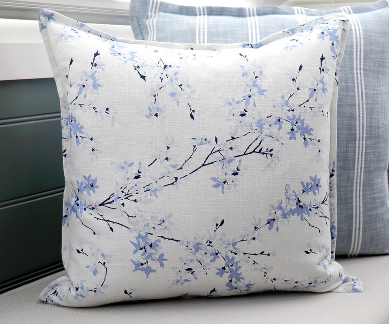 Sky Blue Forsythia Cushion - Feather Insert