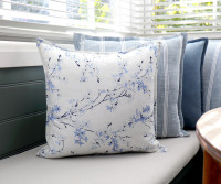 Sky Blue Forsythia Cushion - Feather Insert