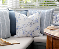 Sky Blue Forsythia Cushion - Feather Insert