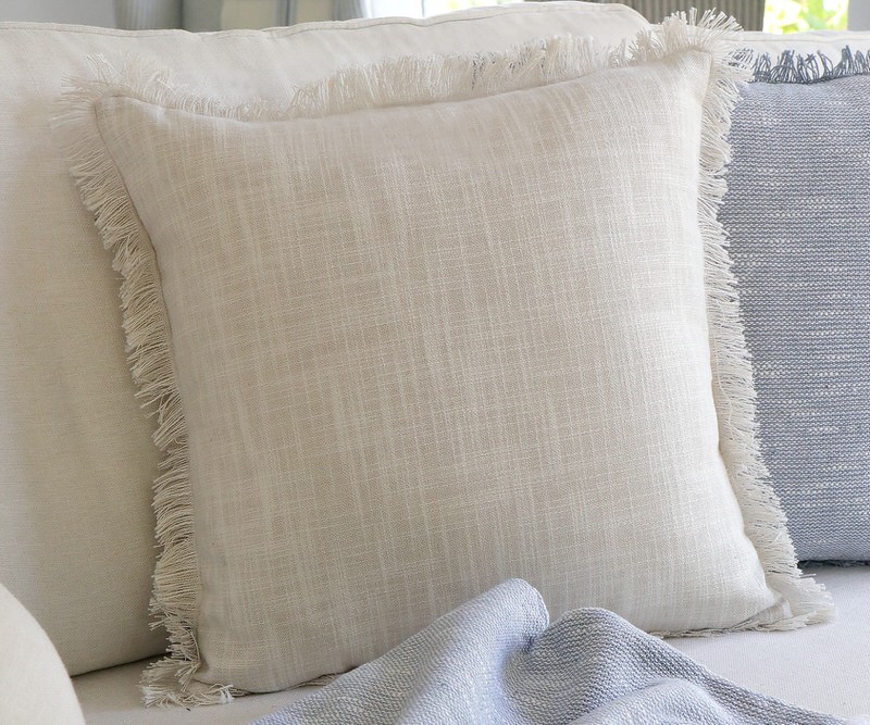 Linfield Fringed Cream Cushion