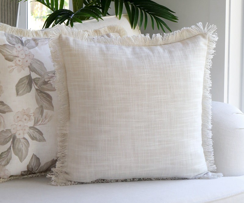 Linfield Fringed Cream Cushion