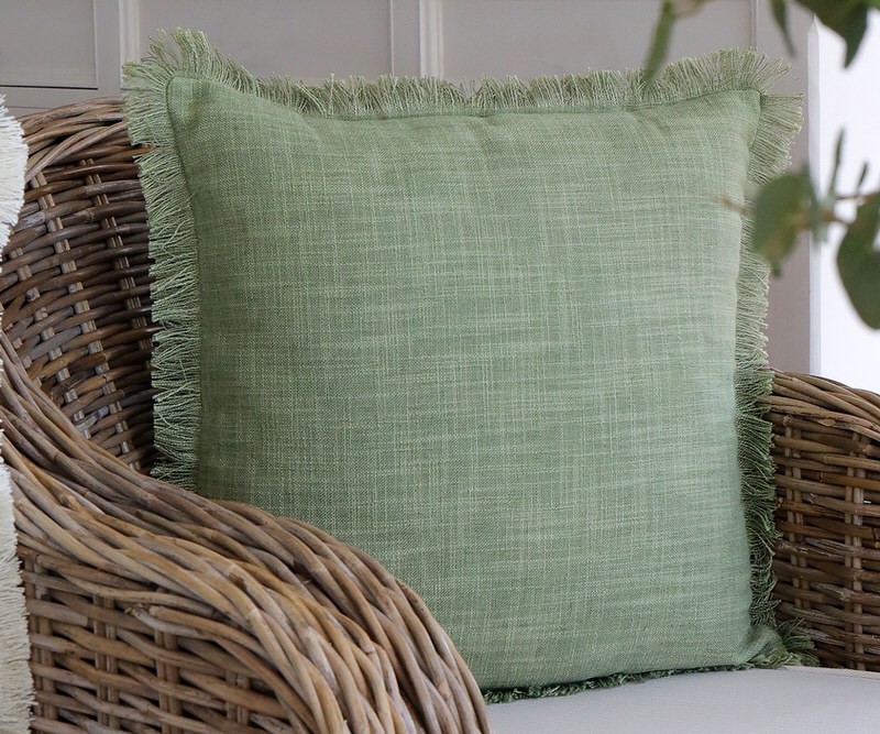 Linfield Fringed Green Cushion
