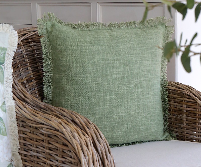 Linfield Fringed Green Cushion