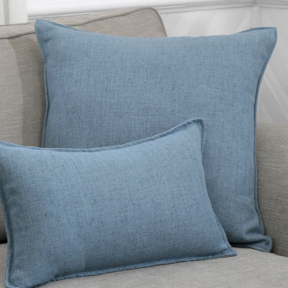 Large Denim Blue Linen Cushion 55cm, a decorative soft furnishing for a sofa, chair or bed