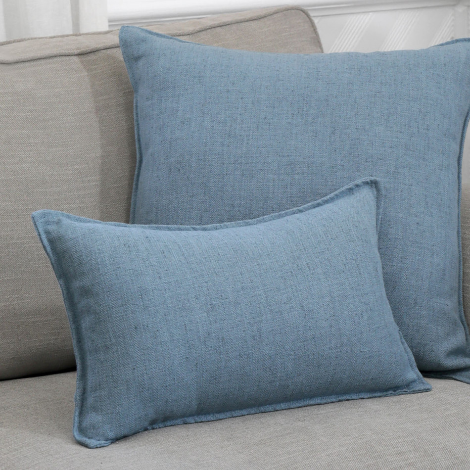 Lumbar Denim Blue Linen Cushion