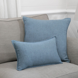 Lumbar Denim Blue Linen Cushion, a comfortable interior accessory designed to add colour and texture