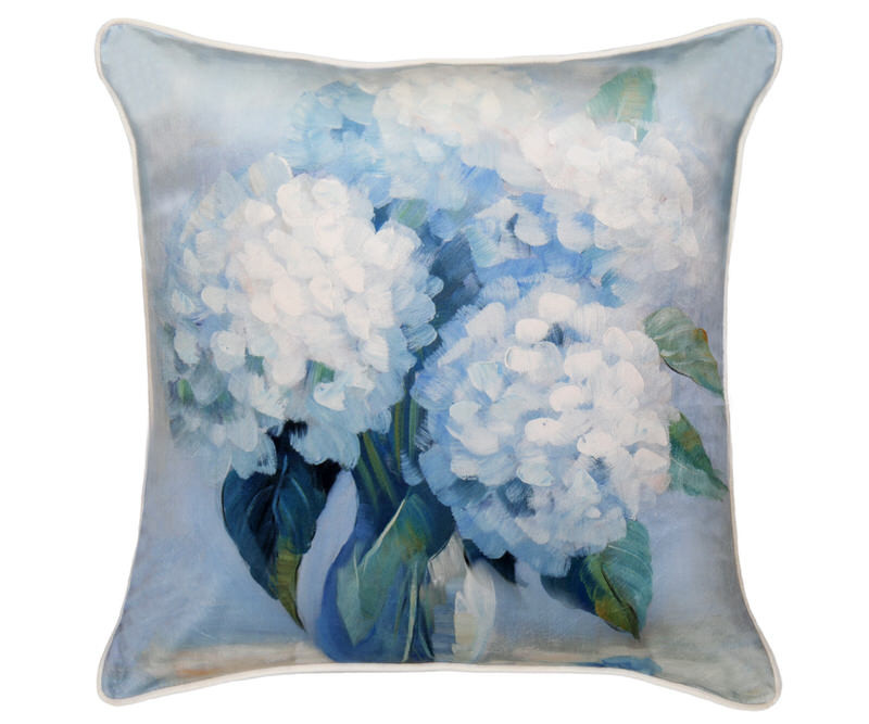 Melody Blue Hydrangeas Velvet Cushion