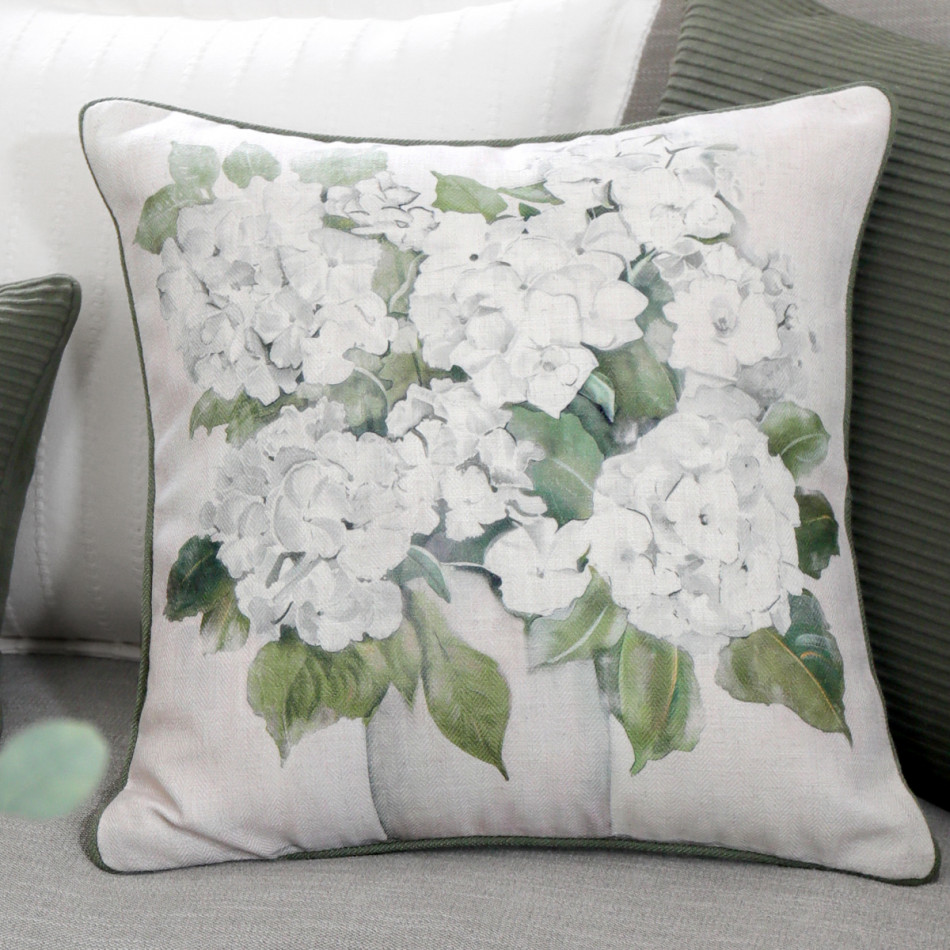 Audrey White Hydrangeas Cushion