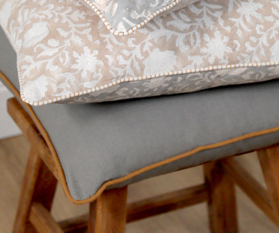 Jane Grey Cushion with Terracotta Piping