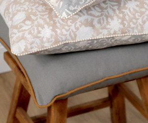 Jane Grey Cushion with Terracotta Piping