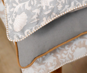 Jane Grey Cushion with Terracotta Piping